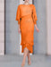 Orange chiffon mother of the bride tea length dress with cape overlay