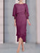 Orchid chiffon mother of the bride tea length dress with cape overlay