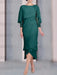 Peacock chiffon mother of the bride tea length dress with cape overlay