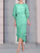 Spa chiffon mother of the bride tea length dress with cape overlay