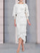 White chiffon mother of the bride tea length dress with cape overlay
