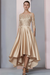 Champagne Mermaid Satin Hi-Lo Mother of-Bride Dress with Appliques - Prom Dresses