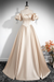 Champagne A-Line Pleated Off-The-Shoulder Prom Dress