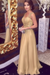 Champagne A-Line/Princess Sleeveless V-neck Floor-Length Beading Chiffon Dresses - Prom Dresses