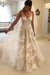 Champagne A Line V Neck Appliques White Long Wedding Dresses Sleeveless