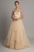 Champagne A-line Wedding Dresses With Train Sleeveless Backless Natural Waist Tiered V-Neck Long Bridal Dresses