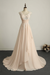 Champagne Appliques V-Neck Lace-Up Chiffon Wedding Dresses - wedding dresses