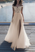 Champagne boho wedding dresses lace off the shoulder short sleeve floor length split front bridal dress with train