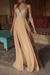 Champagne Boho Wedding Dresses lace v neck Sleeveless Beaded Backless