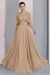 Champagne Floor-Length A-Line Mother of the Bride Dress with Princess Scoop Neckline