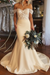 Champagne Elegant Off Shoulder Mermaid Lace Long Wedding Dresses