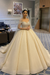 Champagne Sweetheart Ball Gown Elegant Off-the-Shoulder Backless Wedding Dress with Tulle