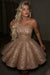 Champagne One Shoulder Sequins Prom Dress Short Aline Homecoming Dress
