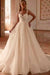 Champagne Gorgeous Tulle Lace Aline Wedding Dress Sweetheart with Chapel Train - Wedding Dresses