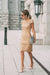 Champagne Lace Formal Dresses Knee Length Mother of the Bride Dress Cap Sleeves