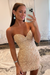 Champagne Lace Sweetheart Tight Short Homecoming Dress