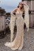 Champagne Lace Wedding Dress Mermaid Wedding Dress V Neck Long Sleeve Sexy Bridal Dresses