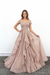 Champagne Off Shoulder Lace Long Prom Dress Lace Formal Evening Dress