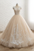 Champagne Lace-Up Tulle Ball Gown Wedding Dresses - wedding dresses