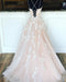 Champagne Long Lace Wedding Dresses, Champagne Lace Formal Graduation Evening Dresses