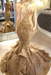 Champagne Mermaid Beads Prom Dresses Appliques Evening Dresses