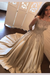 Champagne Off Shoulder Long Sleeve Ball Gown Appliques Satin Prom Dress - Prom Dresses