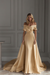 Champagne Off-The-Shoulder Mermaid Prom Dress with Ruffles