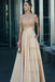 Champagne Off-the-Shoulder Satin Aline Formal Dress with Beadings