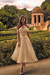 Champagne Off-the-Shoulder Tea Length Aline Wedding Dress Tulle Vintage Bridal Dress