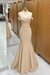 Champagne Off-the-shoulder Sweetheart Sleeveless Long Mermaid Prom Dress - Prom Dresses