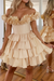 Champagne Off-the-Shoulder Satin Corset Graduation Dress Short Cocktail Dress