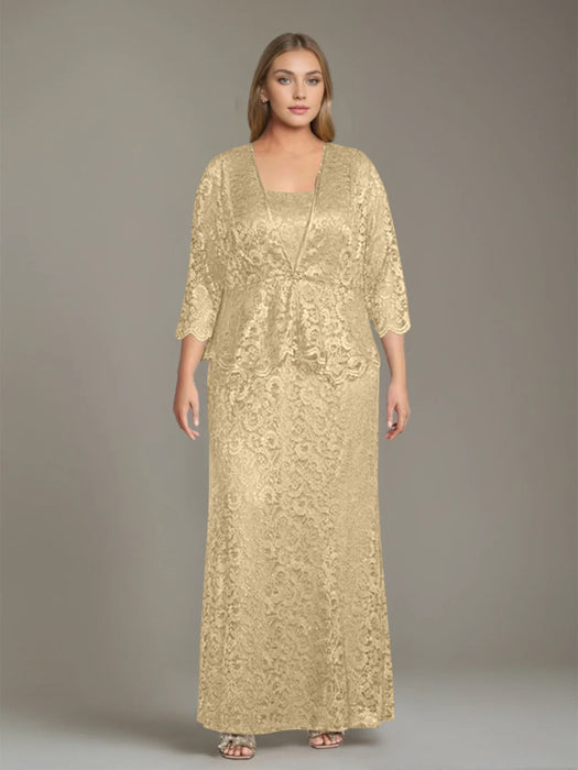 gold mother of the bride dresses plus size A-Line/Princess Scoop Satin with Bowknot Lace Floral 3/4 Sleeves Tea-Length, Yellow Elevate your special occasion with this sophisticated Mother of the Bride dress Plus Size Mother of the
