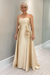 Champagne Satin Mother of the Bride Dress Strapless with Flowers - Prom Dresses