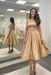 Champagne Satin Strapless Prom Dress
