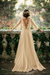 Champagne Boho 3/4 Sleeves Backless Long Chiffon Beach Wedding Dress