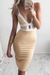 Champagne Sheath Spaghetti Straps V Neck Prom Sexy Short Formal Dress - Prom Dresses
