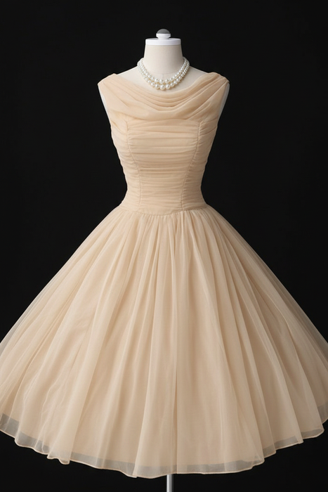 Champagne Simple A Line Chiffon Short Prom Dresses tulle Homecoming Dresses