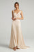 Champagne Simple Wedding Dress A-Line V-Neck Sleeveless Backless Chiffon Bridal Dresses