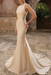 Champagne Simple Wedding Dress Spandex Jewel Neck Sleeveless Lace Mermaid Bridal Dresses