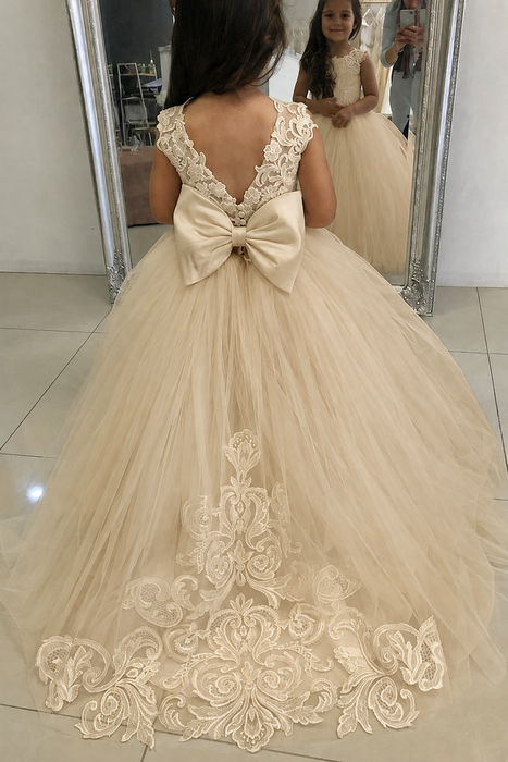 Champagne Sleeveless Flower Girls Dresses Ball Gown for little Kids - Flower Girl Dresses