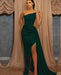 Champagne Sleeveless Sequins Mermaid Prom Dress with Split Ruffles
