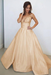 Champagne Spaghetti Straps White V Neck Sleeveless Satin Beach Wedding Dress - Wedding Dresses