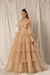 Champagne Strapless Mermaid Evening Gown with Layers and Sleeveless Design
