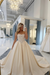 Champagne Elegant Strapless Satin Princess Wedding Dress Beadings Corset Bridal Gown with Lace