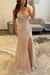 Champagne Sweetheart Lace Mermaid Evening Dress Sequins Corset Prom Dress with Appliques