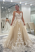 Champagne Sweetheart Spaghetti Straps Appliques Lace A-Line Wedding Dresses