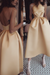 Champagne Unique Tea Length Satin Party Spaghetti Straps Backless Prom Dress - Prom Dresses