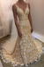Champagne V Neck Sheath Sleeveless Backless Charming Lace Wedding Dress - Wedding Dresses