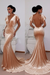 Champagne Bridelily Velvet Prom Dresses Short Sleeve Deep V-Neck Elegant Mermaid Evening Gowns 2019 - Prom Dresses
