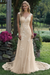 Champagne Vintage V Neck Sleeveless Tulle Appliqued Wedding Dress - Wedding Dresses